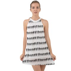 Athletic Running Graphic Silhouette Pattern Halter Tie Back Chiffon Dress by dflcprintsclothing