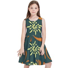 Folk Flowers Pattern Floral Surface Kids  Skater Dress by Eskimos