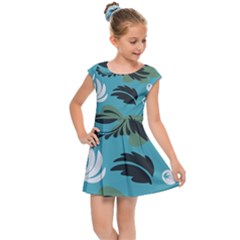 Folk Flowers Pattern Floral Surface Kids  Cap Sleeve Dress by Eskimos