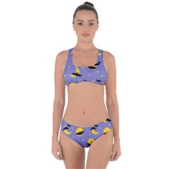 Bats With Yellow Moon Criss Cross Bikini Set by SychEva