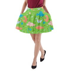 Funny Dinosaur A-line Pocket Skirt by SychEva