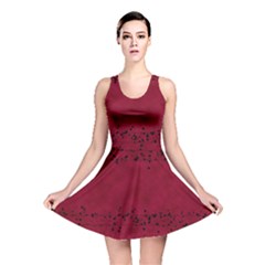 Black Splashes On Red Background Reversible Skater Dress by SychEva