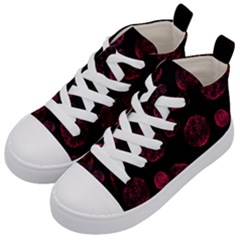 Red Sponge Prints On Black Background Kids  Mid-top Canvas Sneakers by SychEva