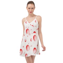 Red Drops On White Background Summer Time Chiffon Dress by SychEva