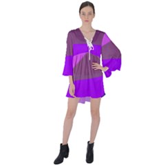 7 Colors V-neck Flare Sleeve Mini Dress by kiernankallan