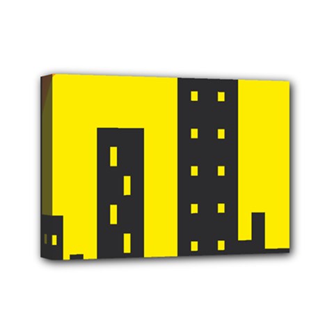 Skyline-city-building-sunset Mini Canvas 7  X 5  (stretched) by Sudhe