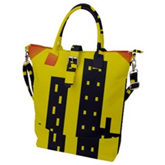 Skyline-city-building-sunset Buckle Top Tote Bag by Sudhe