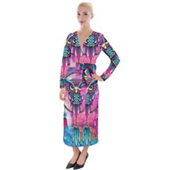 Owl Dreamcatcher Velvet Maxi Wrap Dress by Sudhe