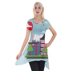 Japan-landmark-landscape-view Short Sleeve Side Drop Tunic by Sudhe