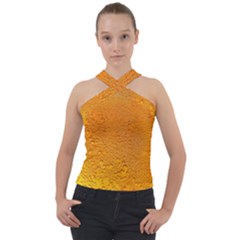 Beer Bubbles Pattern Cross Neck Velour Top by Sudhe