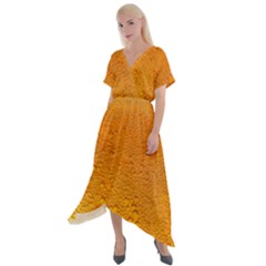 Beer Bubbles Pattern Cross Front Sharkbite Hem Maxi Dress by Sudhe