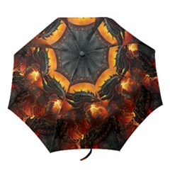 Dragon Fire Fantasy Art Folding Umbrellas by Sudhe