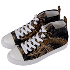 Fantasy Dragon Pentagram Women s Mid-top Canvas Sneakers by Sudhe