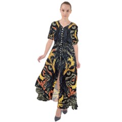 Tiger-predator-abstract-feline Waist Tie Boho Maxi Dress by Sudhe