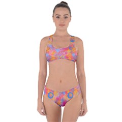 Multicolored Splashes And Watercolor Circles On A Dark Background Criss Cross Bikini Set by SychEva