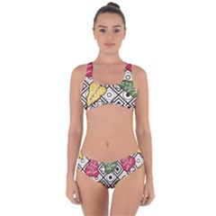 Leaves Foliage Batik Seamless Criss Cross Bikini Set by Amaryn4rt