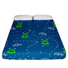 Funny Aliens With Spaceships Fitted Sheet (california King Size) by SychEva