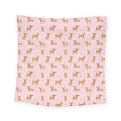 Cute Chihuahua With Sparkles On A Pink Background Square Tapestry (small) by SychEva