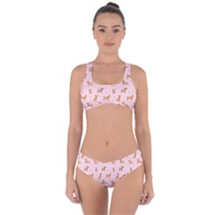 Cute Chihuahua With Sparkles On A Pink Background Criss Cross Bikini Set by SychEva