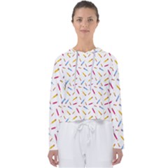 Multicolored Pencils And Erasers Women s Slouchy Sweat by SychEva