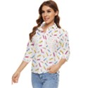 Multicolored Pencils And Erasers Women s Quarter Sleeve Pocket Shirt View3