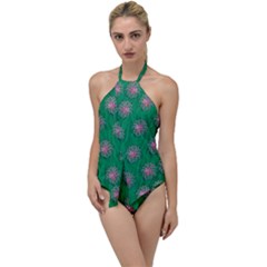 Lotus Bloom In The Blue Sea Of Peacefulness Go With The Flow One Piece Swimsuit by pepitasart