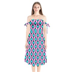 A Chain Of Blue Circles Shoulder Tie Bardot Midi Dress by SychEva