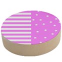 Saturated Pink lines and stars pattern, geometric theme Wooden Bottle Opener (Round) View1