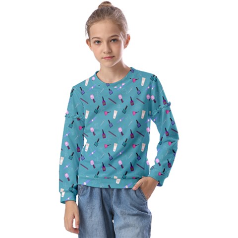 Manicure Supplies  Nail Polish Kids  Long Sleeve Tee With Frill  by SychEva