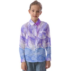 Purple And Blue Alcohol Ink  Kids  Long Sleeve Shirt by Dazzleway