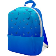 Butterflies At Blue, Two Color Tone Gradient Zip Up Backpack by Casemiro