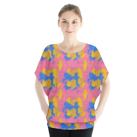 Abstract Painting Batwing Chiffon Blouse by SychEva