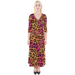 Leopard Print Quarter Sleeve Wrap Maxi Dress by skindeep