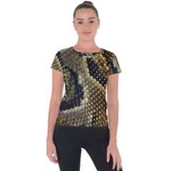 Leatherette Snake 2 Short Sleeve Sports Top  by skindeep