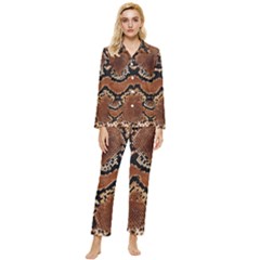 Leatherette Snake 3 Womens  Long Sleeve Pocket Pajamas Set by skindeep