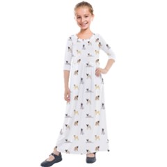 Funny Pugs Kids  Quarter Sleeve Maxi Dress by SychEva