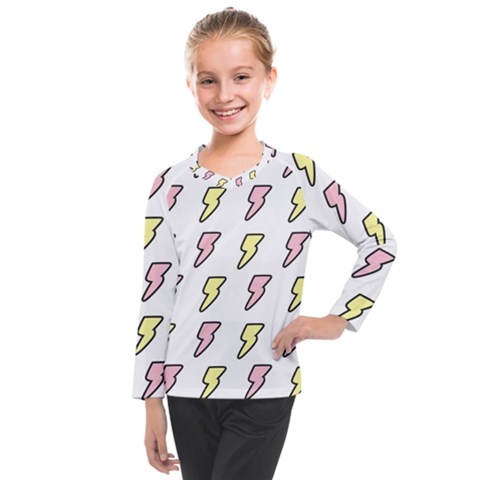 Pattern Cute Flash Design Kids  Long Mesh Tee by brightlightarts