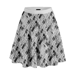 8 Bit Newspaper Pattern, Gazette Collage Black And White High Waist Skirt by Casemiro