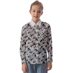 8 Bit Newspaper Pattern, Gazette Collage Black And White Kids  Long Sleeve Shirt by Casemiro