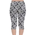 8 bit newspaper pattern, gazette collage black and white Velvet Capri Leggings  View2