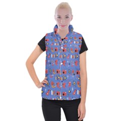 Blue 50s Women s Button Up Vest by NerdySparkleGoth