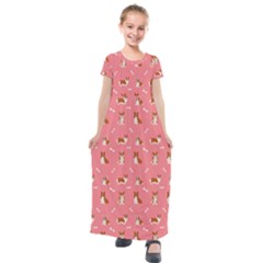 Cute Corgi Dogs Kids  Short Sleeve Maxi Dress by SychEva