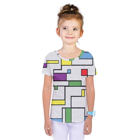 Colorful Rectangles Kids  One Piece Tee by LalyLauraFLM