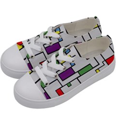 Colorful Rectangles Kids  Low Top Canvas Sneakers by LalyLauraFLM