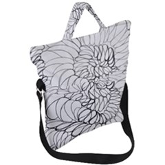 Mono Swirls Fold Over Handle Tote Bag by kaleidomarblingart