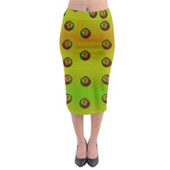 Sun Flowers For Iconic Pleasure In Pumpkin Time Midi Pencil Skirt by pepitasart