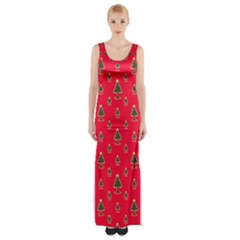 Sketchy Christmas Tree Motif Drawing Pattern Thigh Split Maxi Dress by dflcprintsclothing