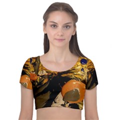 Before The Easter-1-2 Velvet Short Sleeve Crop Top  by bestdesignintheworld