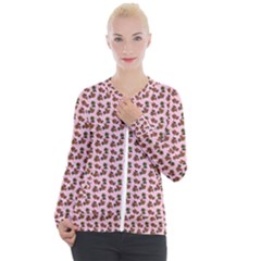 Cute Deer Pattern Pink Casual Zip Up Jacket by snowwhitegirl