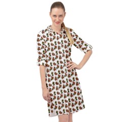 Cute Deer Pattern White Long Sleeve Mini Shirt Dress by snowwhitegirl